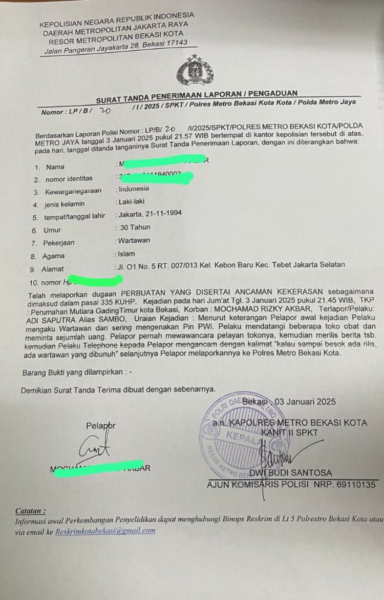 Ngeri. Gegara Pil Koplo Wartawan Terima Ancaman Akan Dibunuh. Ketua PWI Bekasi : Polisi Wajib Usut Tuntas.