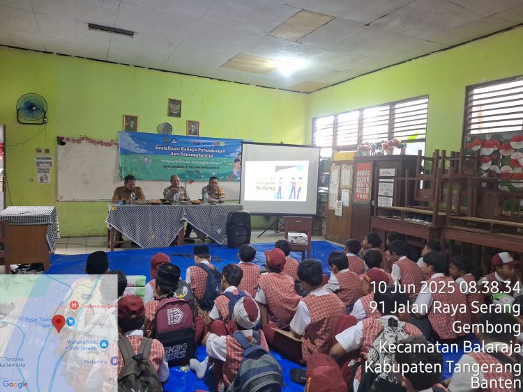 Anggota Polsek Balaraja Giat Sosialisasi & Penyuluhan Bahaya Perundangan di SDN Gembong 1 Desa Binaan Wilayah Hukum Polsek Balaraja Polresta Tangerang