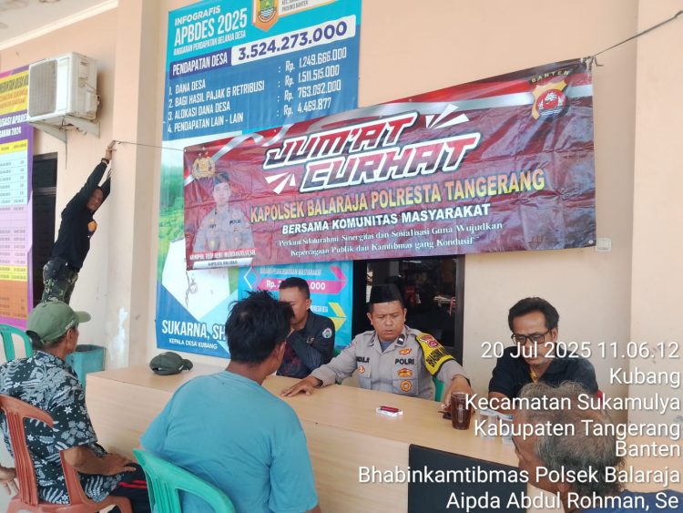 Bhabinkamtibmas Polsek Balaraja Giat Jum’at Curhat & Sampaikan Pesan Kamtibmas 