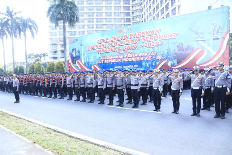 Kakorlantas Pimpin Apel Gelar Pasukan Operasi Merdeka Jaya Jelang Peringatan HUT ke-80 RI