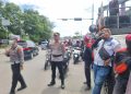 Polsek Cikupa Amankan Keberangkatan Massa Aksi Aliansi Buruh Banten Bersatu ke Kantor Bupati Tangerang