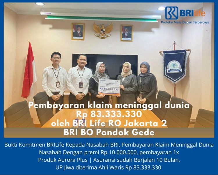BRI Pondok Gede Serahkan Klaim Asuransi BRILife Kepada Ahli Waris 